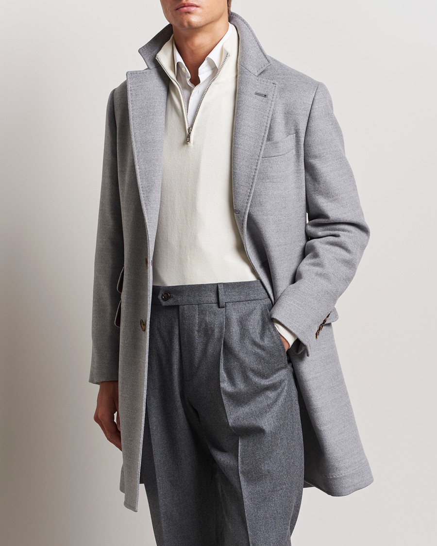 Herre |  | Brunello Cucinelli | Single Breasted Beaver Wool Coat Pearl Grey