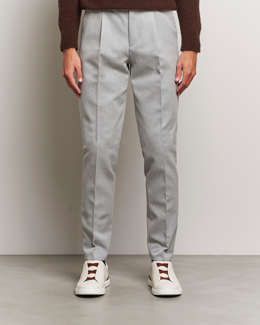 Herre | Brunello Cucinelli | Brunello Cucinelli | Slim Fit Pleated Wool Trousers Light Grey