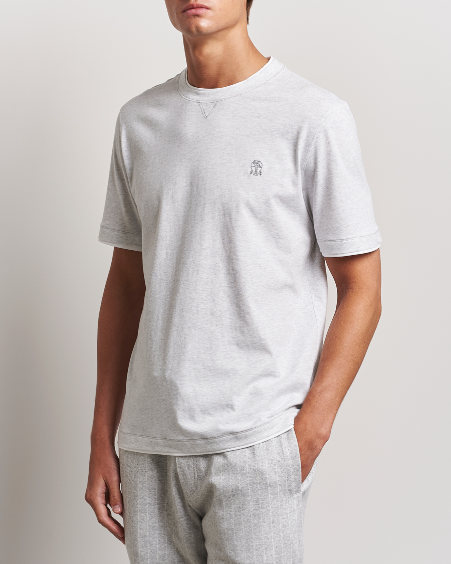 Herre |  | Brunello Cucinelli | Short Sleeve Logo T-Shirt Light Grey