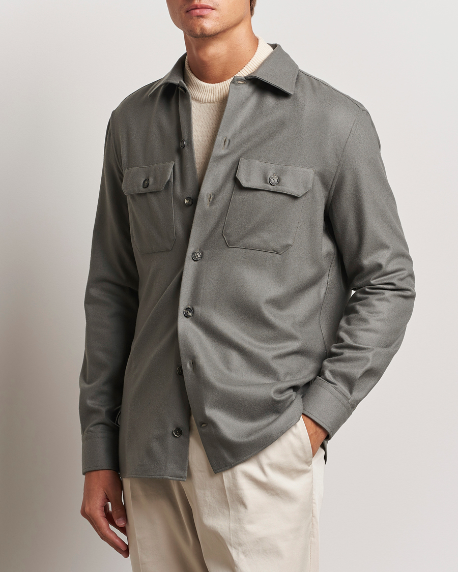 Herre |  | Brunello Cucinelli | Double Pocket Overshirt Olive