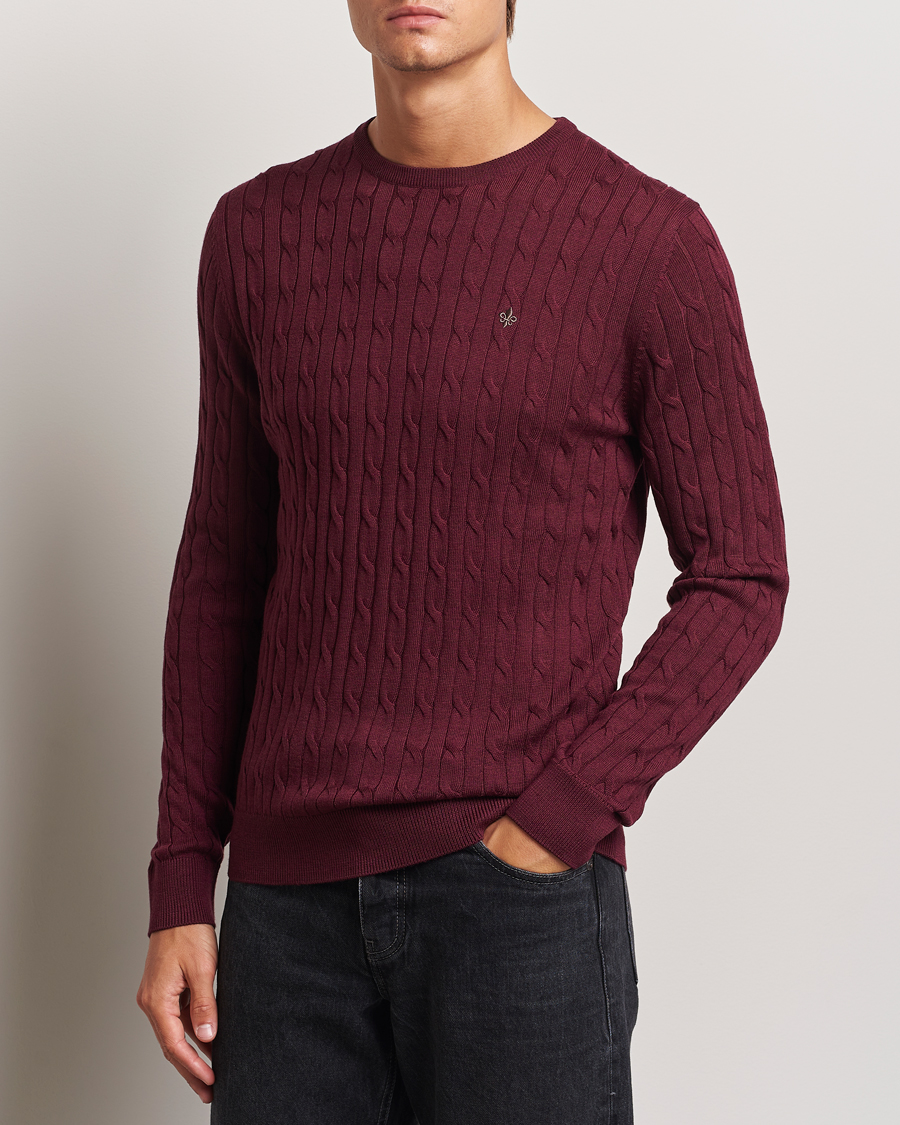 Herre |  | Morris | Merino Cable O-Neck Wine Red