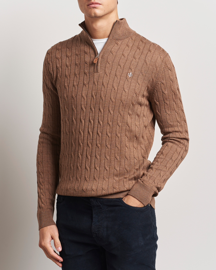 Herre |  | Morris | Merino Cable Half Zip Camel