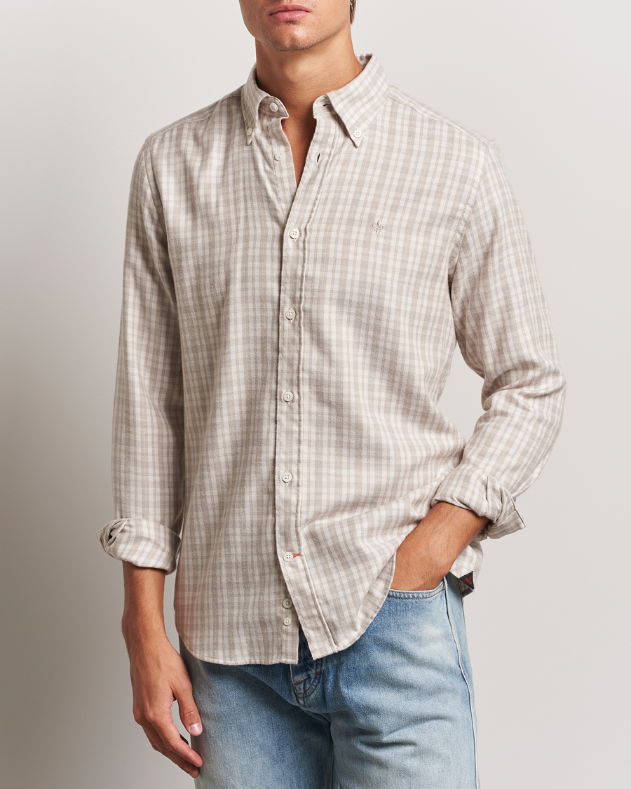 Herre | Business & Beyond - Casual | Morris | Soft Check Flannel Shirt Khaki