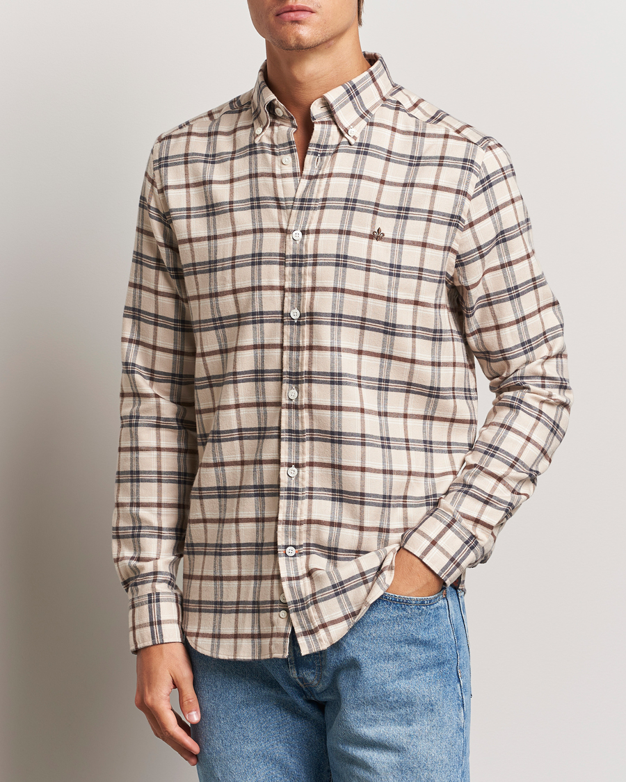 Herre | Business & Beyond - Casual | Morris | Soft Check Flannel Shirt Camel