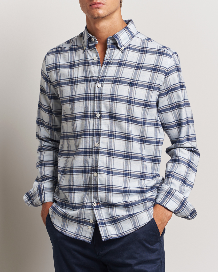 Herre | Business & Beyond - Casual | Morris | Soft Check Flannel Shirt Blue