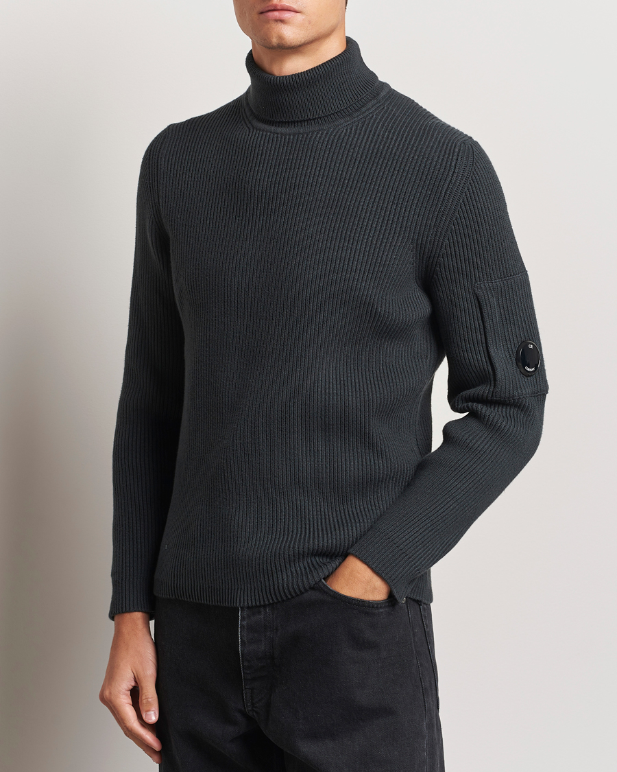 Herre |  | C.P. Company | Full Rib Knitted Cotton Rollneck Grey Black