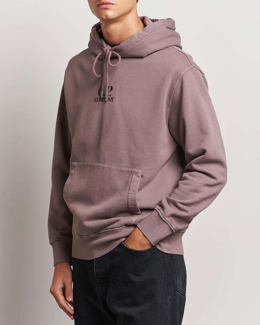 Herre | Hættetrøjer | C.P. Company | Brushed Emerized Fleece Hood Sweatshirt Washed Purple