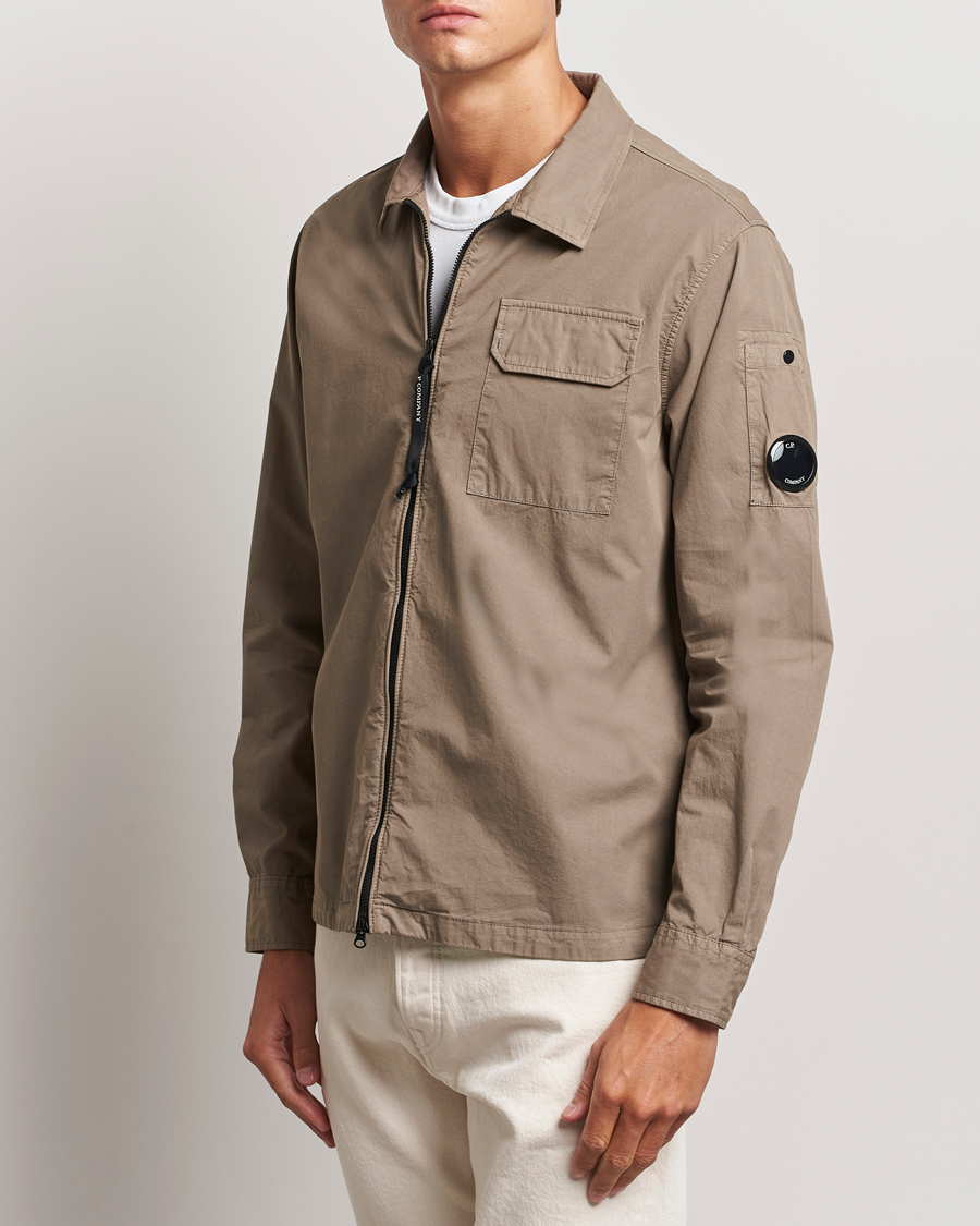 Herre | Shirt Jackets | C.P. Company | Organic Cotton Gabardine Zip Overshirt Taupe