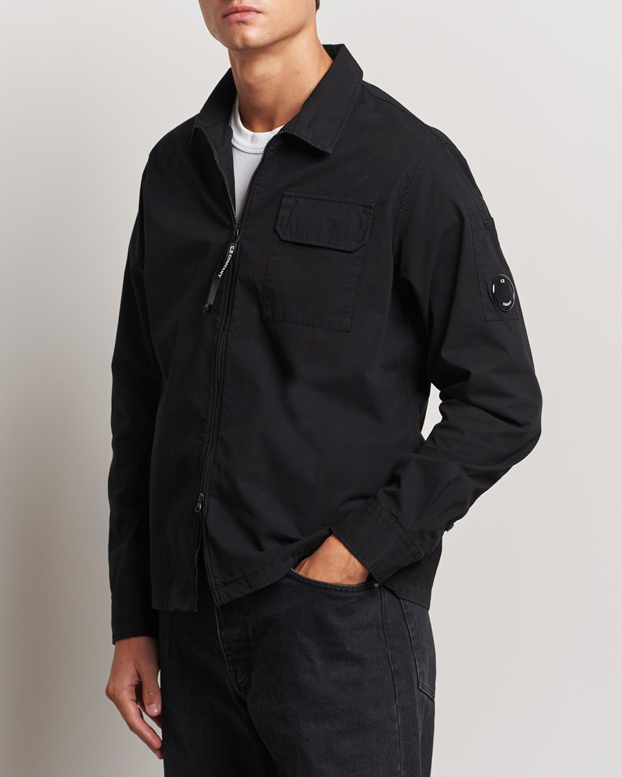 Herre | Shirt Jackets | C.P. Company | Organic Cotton Gabardine Zip Overshirt Black