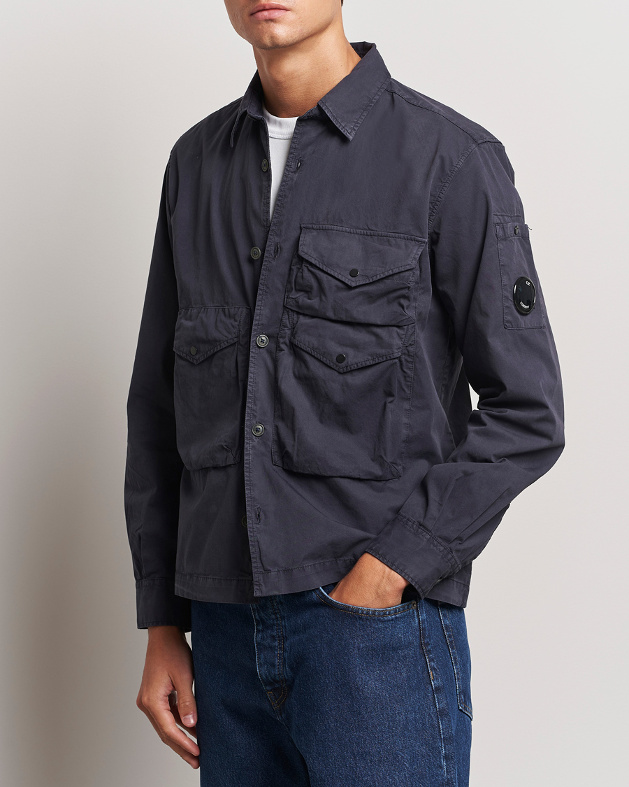 Herre | Shirt Jackets | C.P. Company | Organic Cotton Gabardine Pocket Overshirt Washed Blue