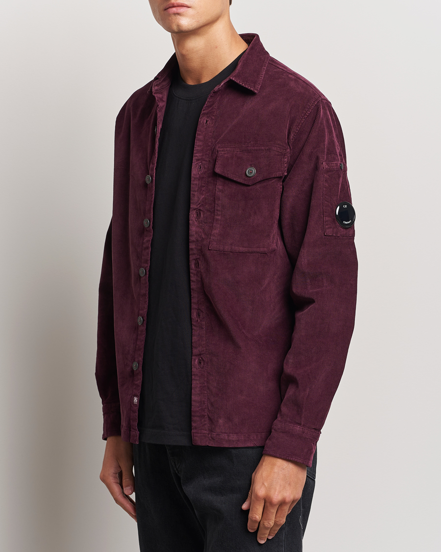 Herre | Shirt Jackets | C.P. Company | Corduroy Lens Overshirt Burgundy