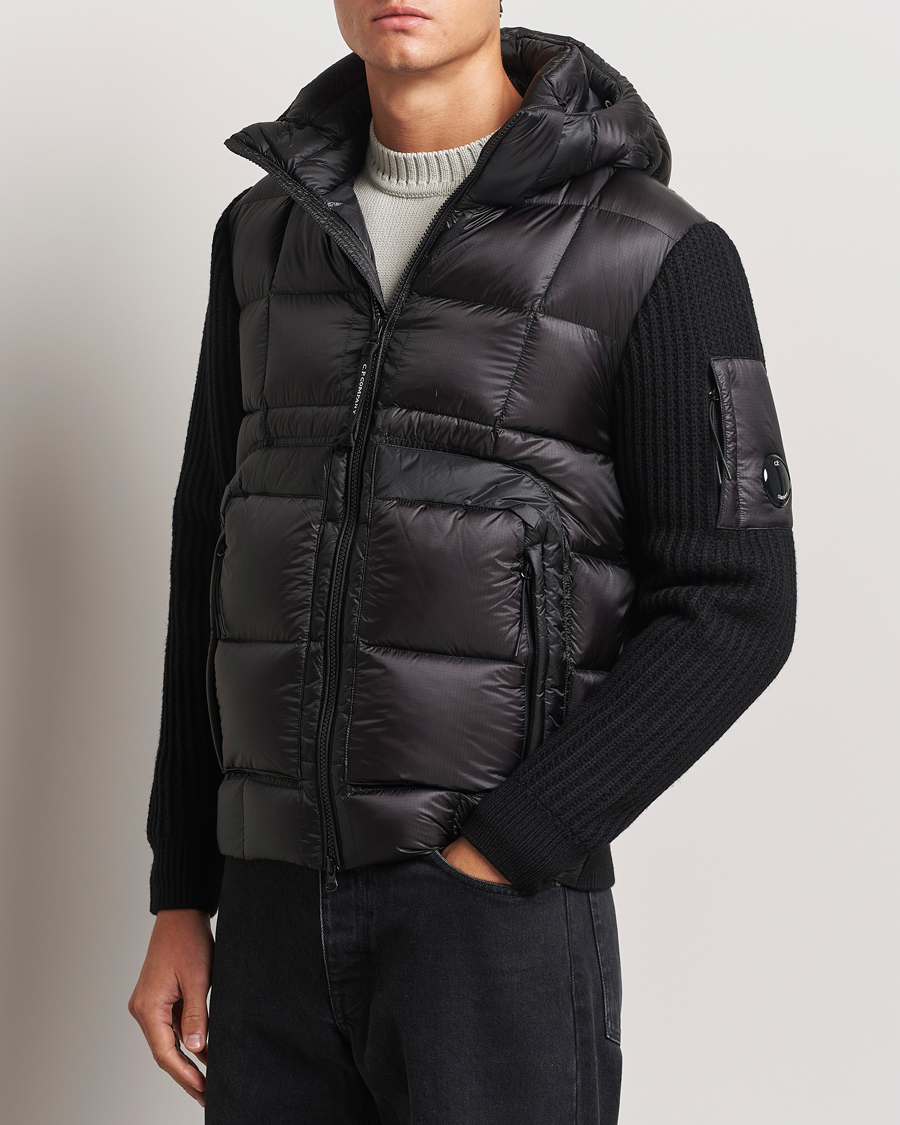 Herre |  | C.P. Company | Merino Wool Padded Hybrid Hood Jacket Black