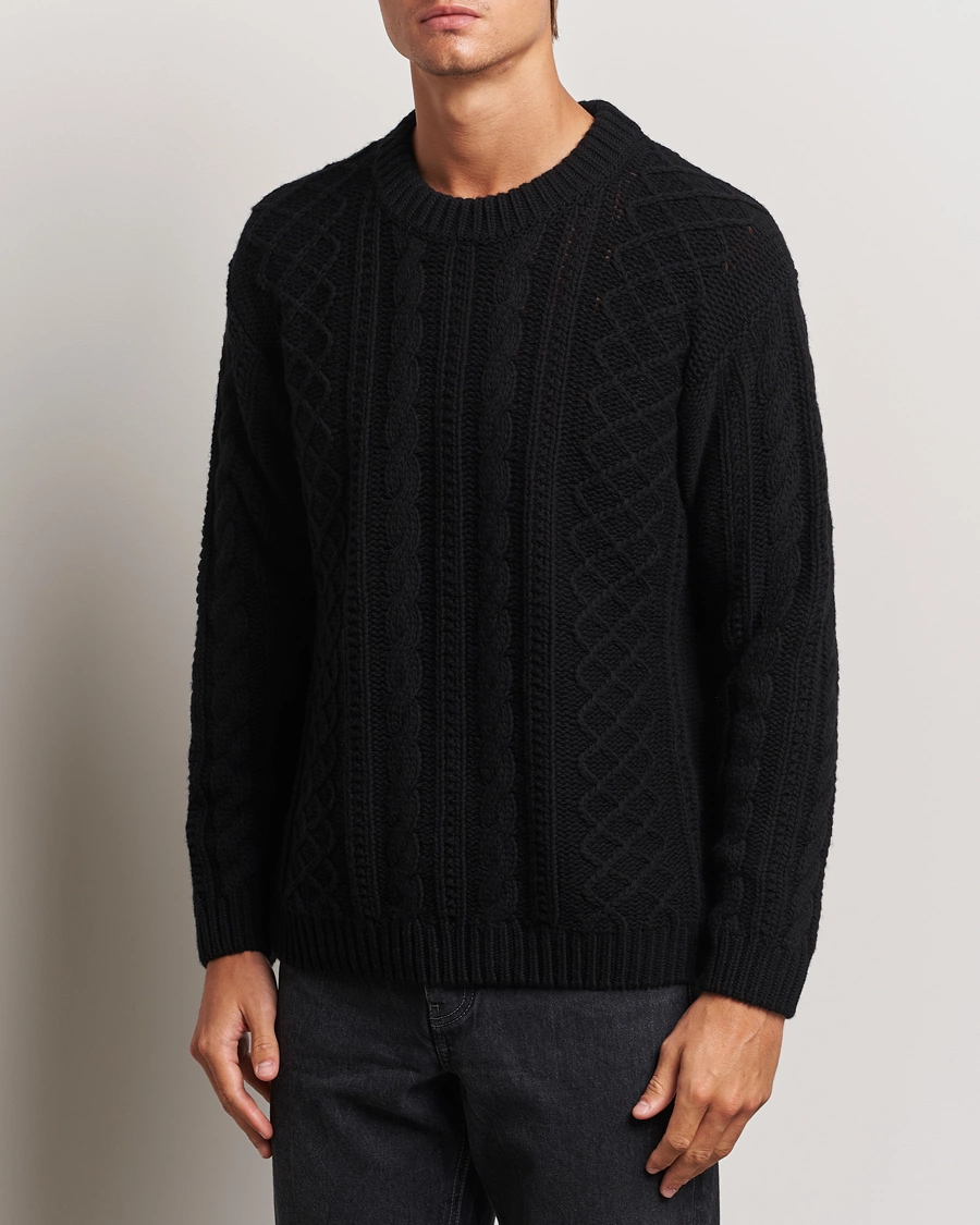 Herre |  | C.P. Company | Heavy Knitted Lambswool Crewneck Black