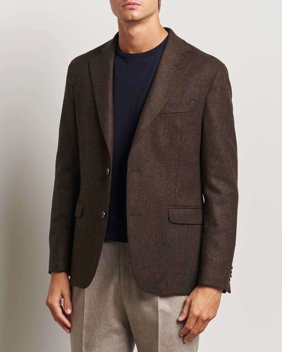 Herre |  | Oscar Jacobson | Fogerty Moon Herringbone Tweed Blazer Brown