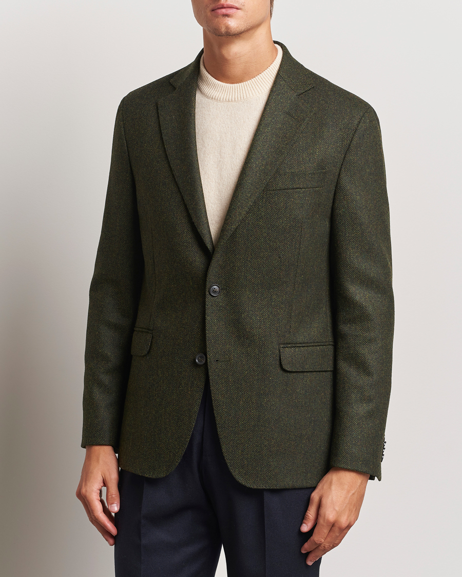 Herre | Business & Beyond - Formal | Oscar Jacobson | Fogerty Moon Herringbone Tweed Blazer Green