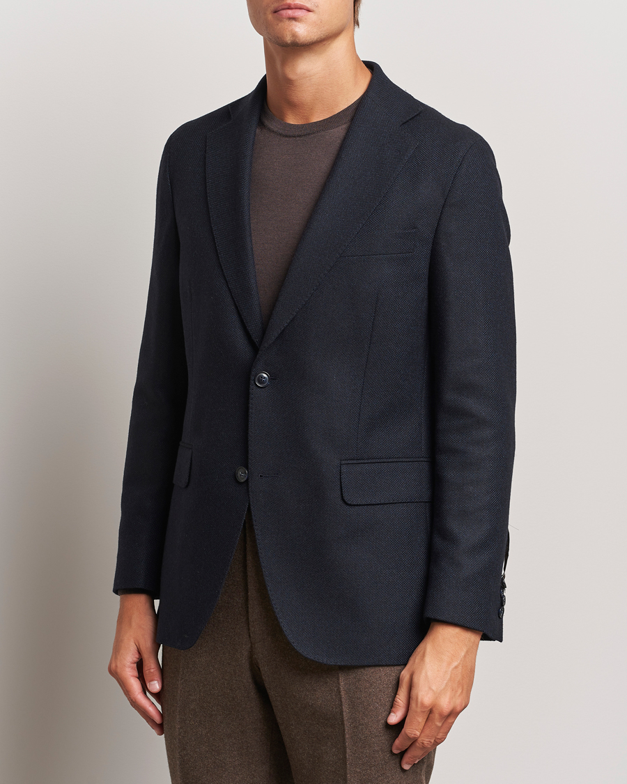 Herre | Jakkesæt | Oscar Jacobson | Fogerty Wool Hopsack Blazer Navy