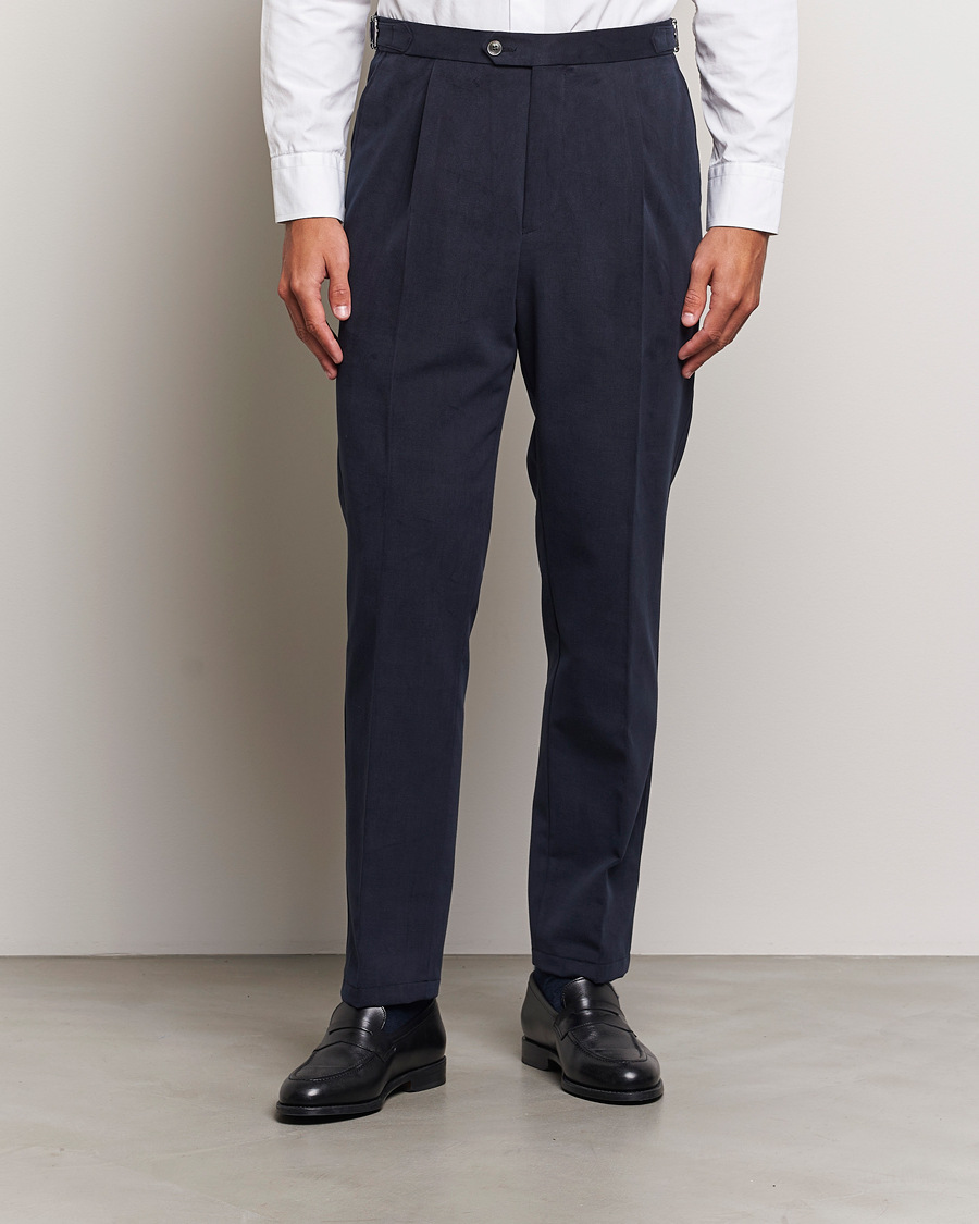 Herre |  | Oscar Jacobson | Delon Brushed Cotton Trousers Navy