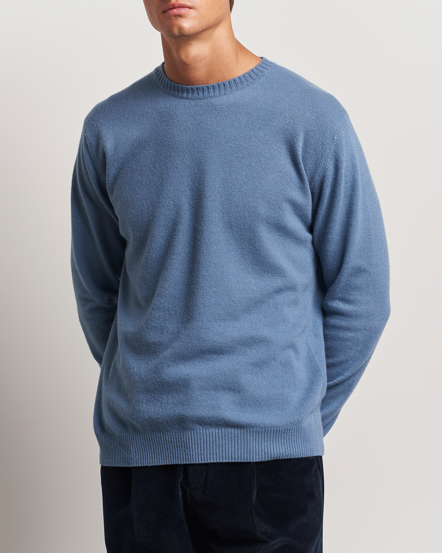 Herre |  | Oscar Jacobson | Valter Wool/Cashmere Round Neck Blue