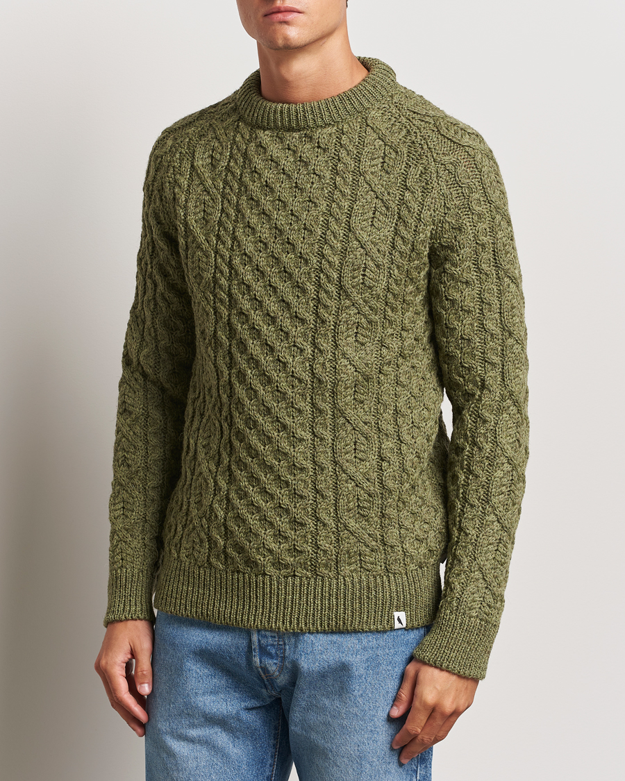 Herre | Trøjer | Peregrine | Hudson Wool Aran Knitted Jumper Apple