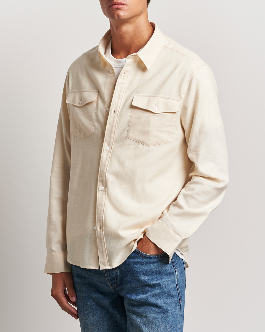 Herre |  | FRAME | Double Pocket Wool Blend Shirt Off White