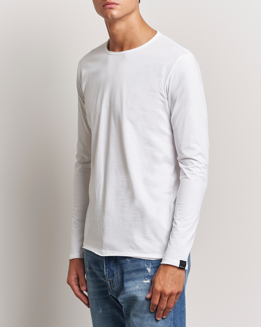 Herre | Langærmede t-shirts | Replay | Crew Neck Long Sleeve T-Shirt White