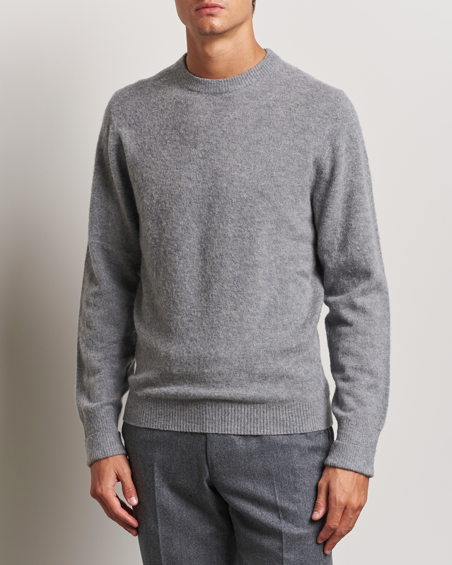 Herre | Trøjer | Stenströms | Brushed Merino Crew Neck Grey