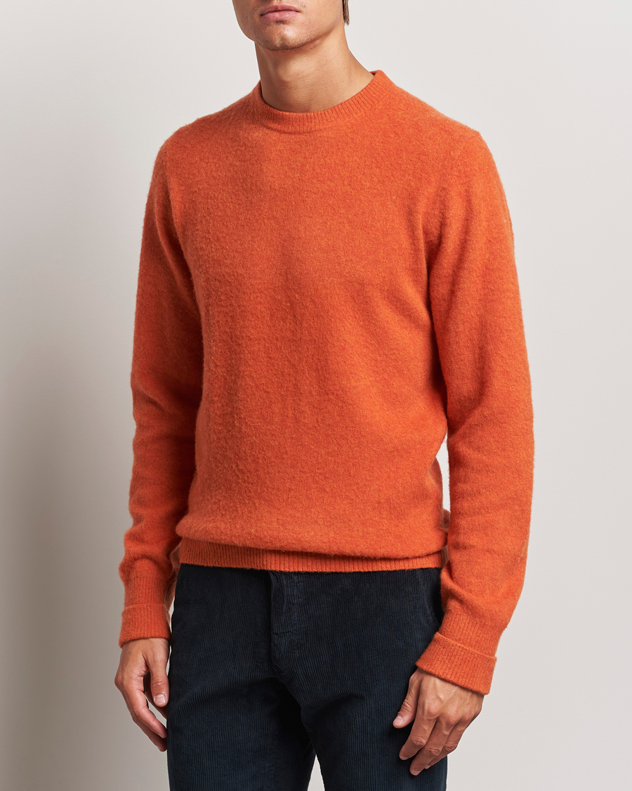 Herre |  | Stenströms | Brushed Merino Crew Neck Orange