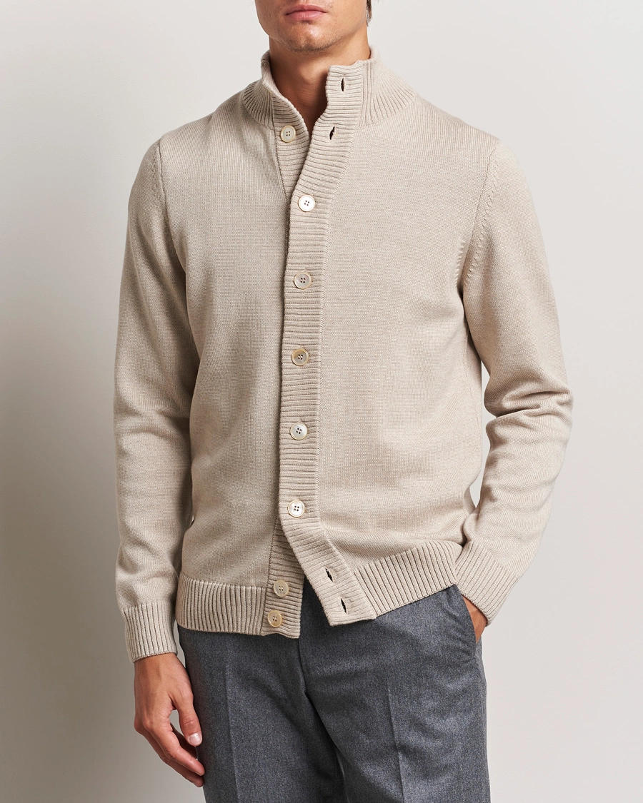 Herre |  | Stenströms | Chunky Knitted Merino Cardigan Beige