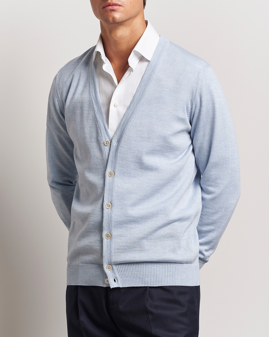 Herre |  | Stenströms | Merino Cardigan Light Blue