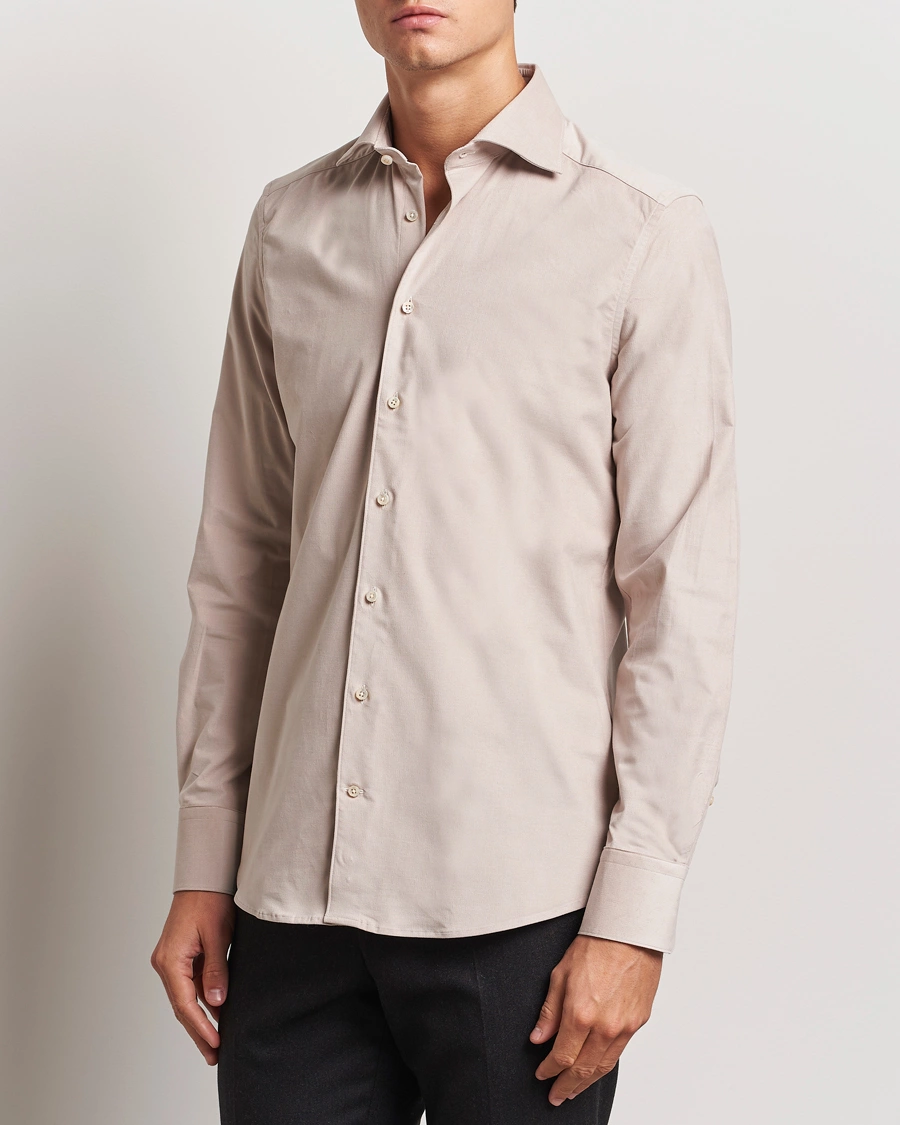 Herre |  | Stenströms | 1899 Velvet Baby Corduroy Shirt Beige