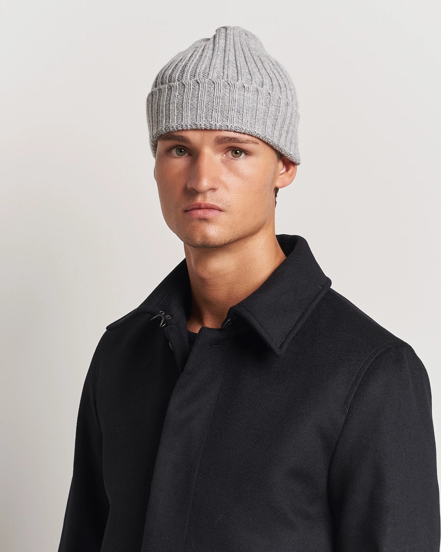 Herre | Huer | Stenströms | Ribbed Cotton/Cashmere Hat Grey