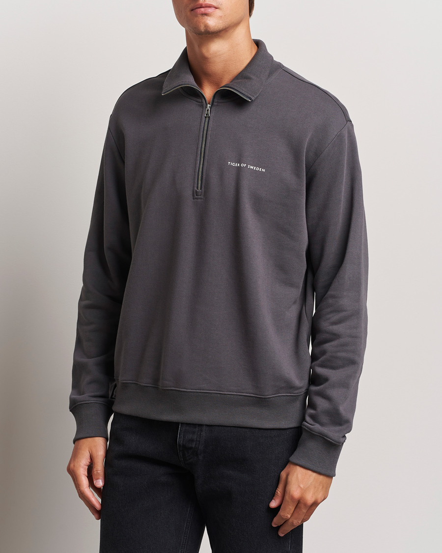 Herre |  | Tiger of Sweden | Marlon Half Zip Sweatshirt Charcoal