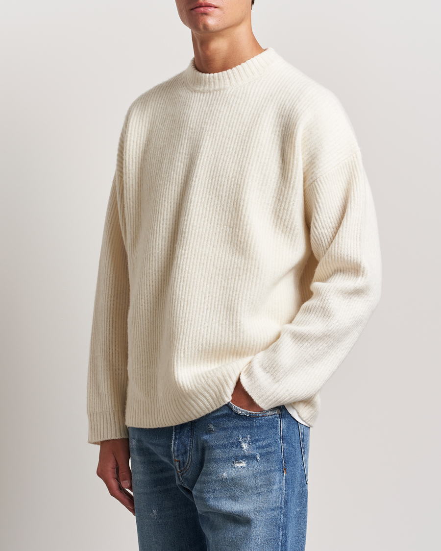 Herre |  | Golden Goose | Brushed Rib Wool Sweater Heritage White