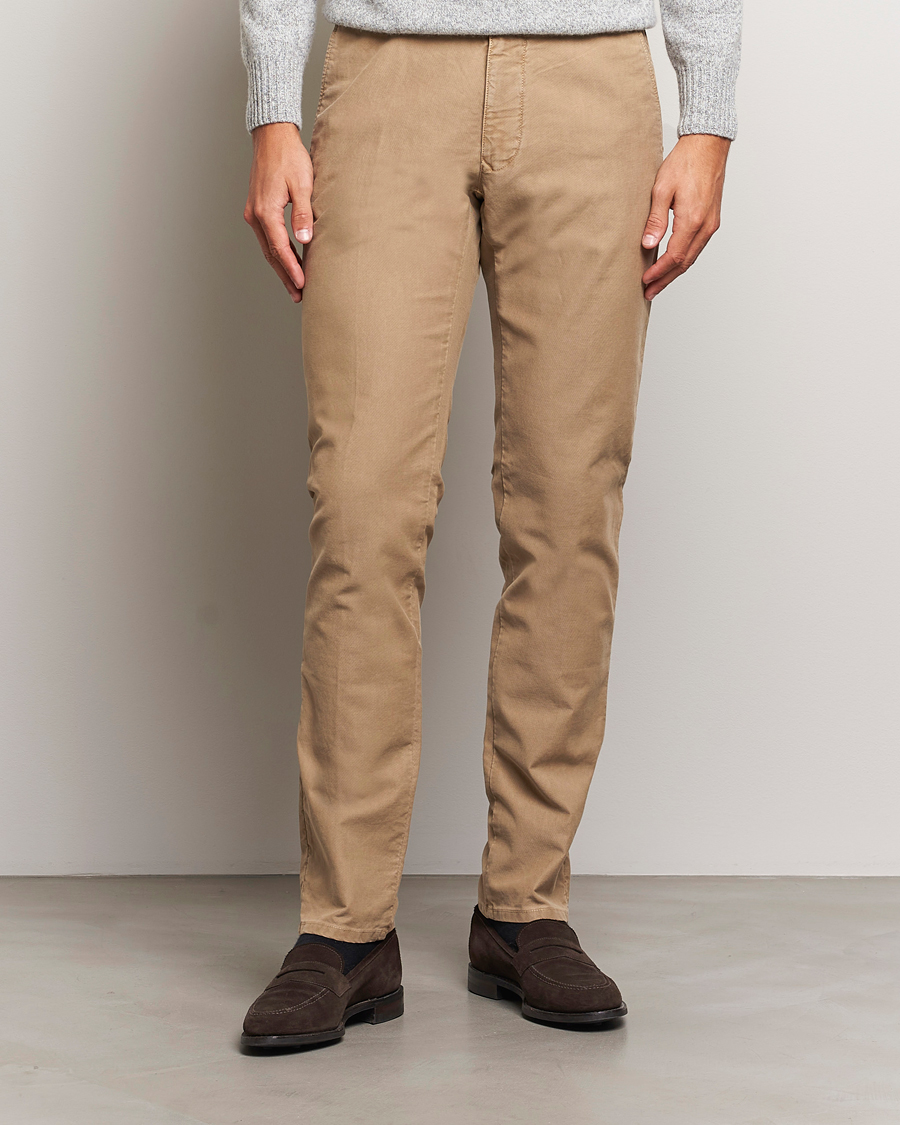 Herre | Italian Department | Incotex | Slim Fit Garment Dyed Slacks Beige