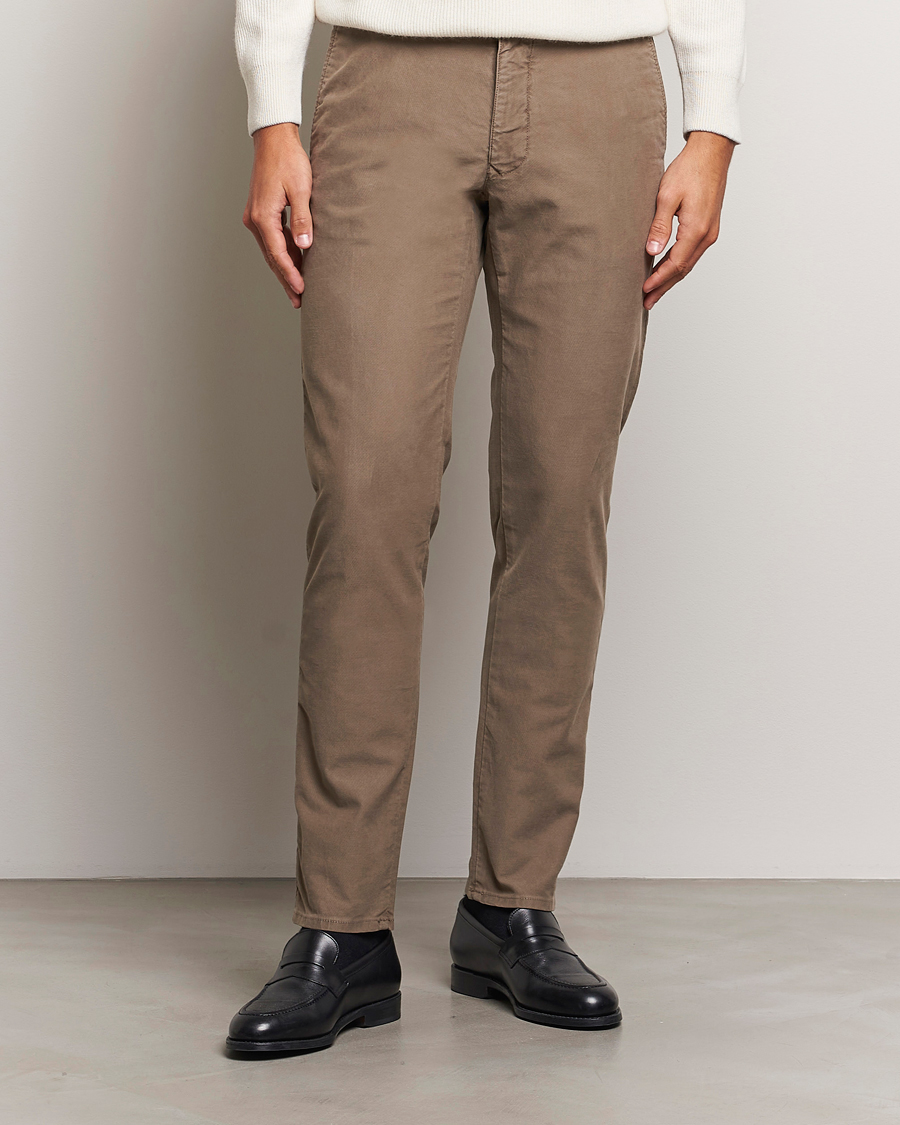 Herre | Italian Department | Incotex | Slim Fit Garment Dyed Slacks Brown