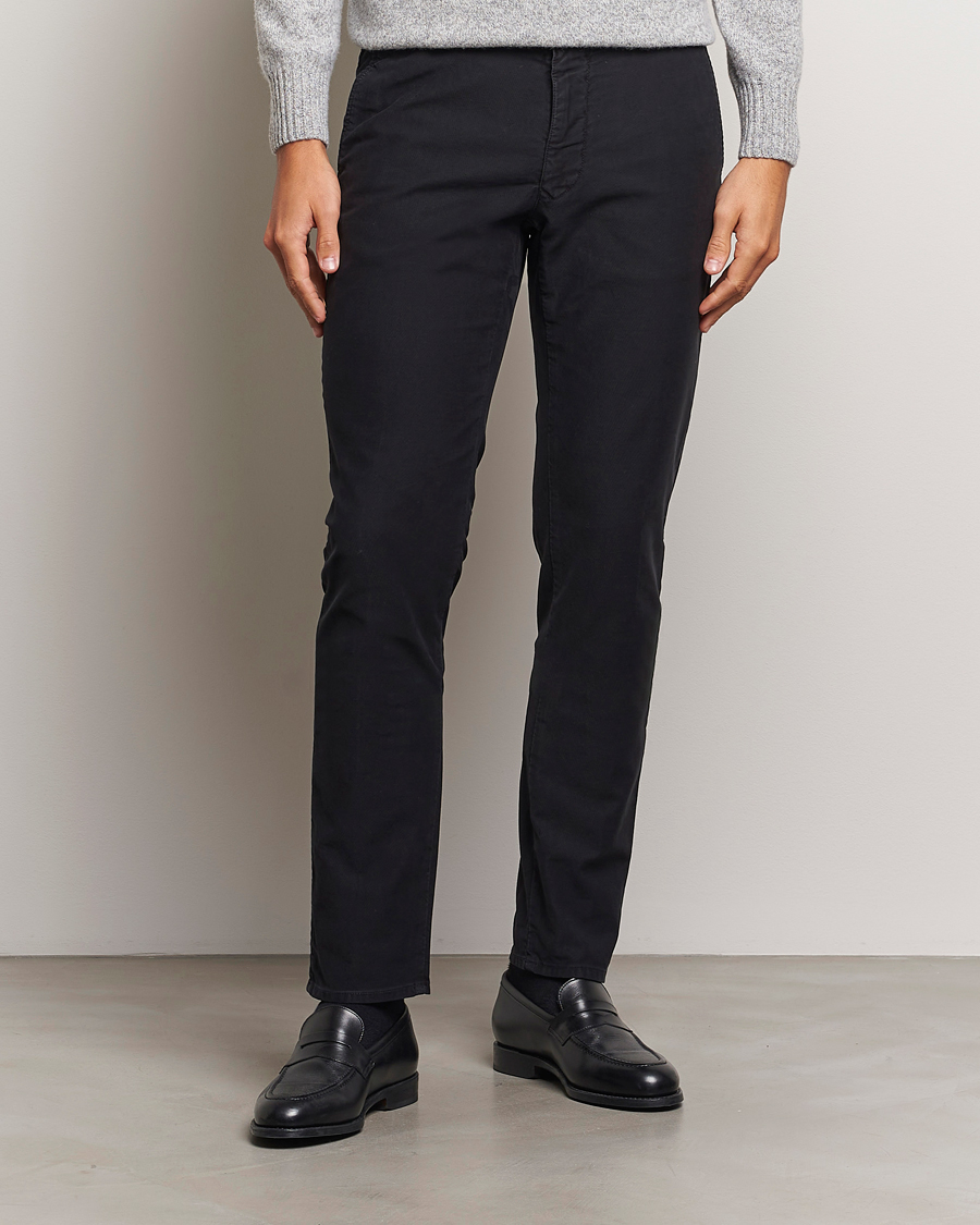 Herre | Italian Department | Incotex | Slim Fit Garment Dyed Slacks Black