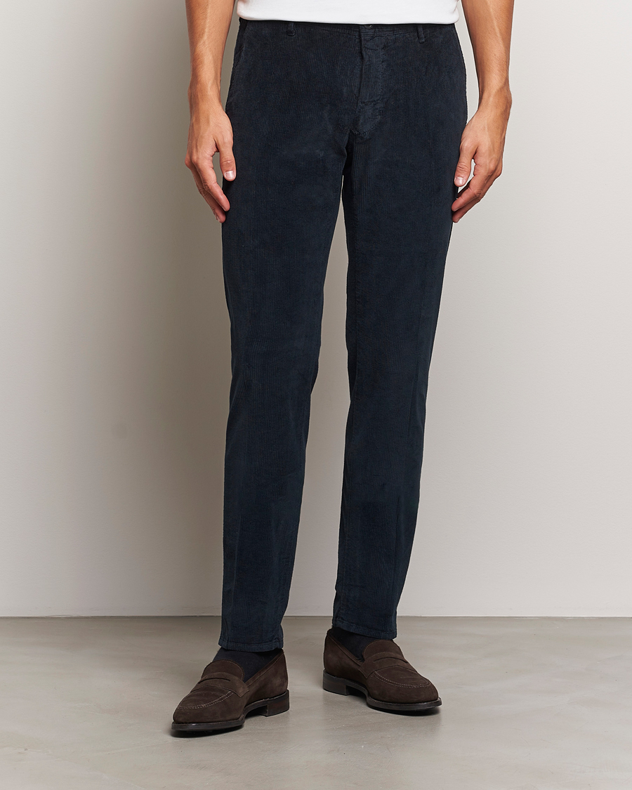 Herre | Italian Department | Incotex | Slim Fit Leisure Cord Slacks Navy