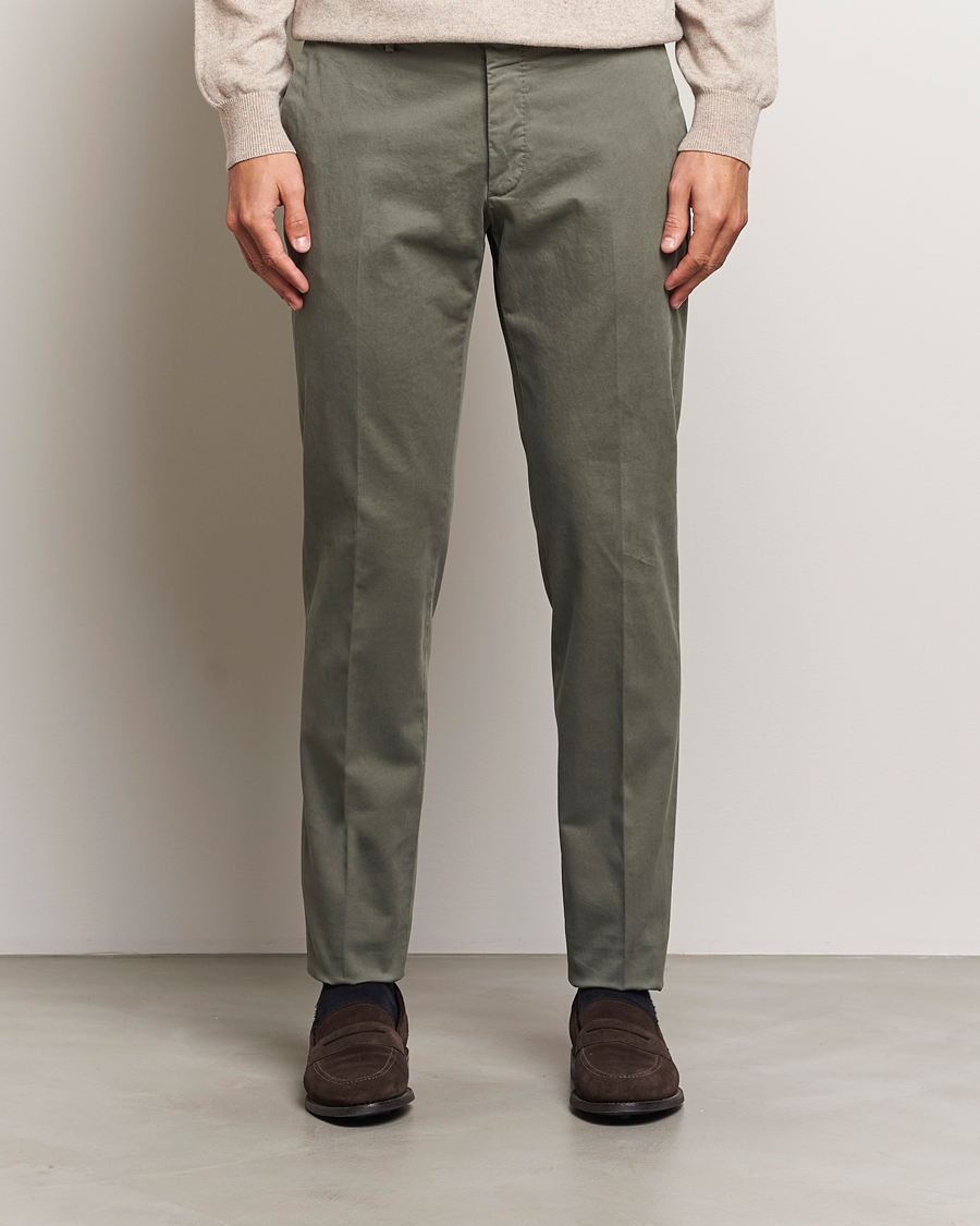 Herre |  | Incotex | Slim Fit Cotton Stretch Chinos Dark Green