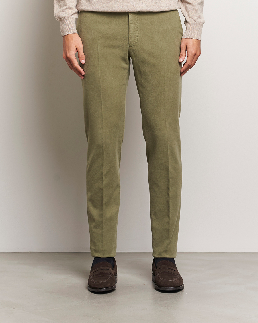 Herre |  | Incotex | Slim Fit Luxury Moleskine Trousers Sage