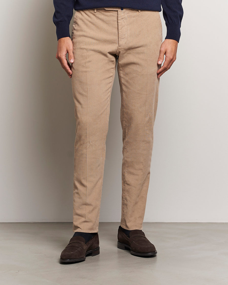 Herre | Italian Department | Incotex | Slim Fit Baby Corduroy Trousers Beige