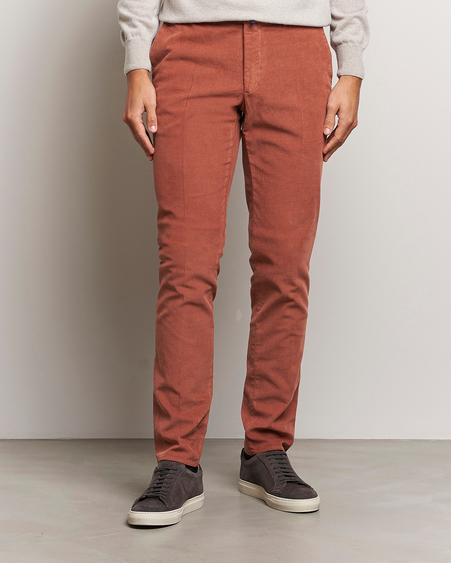 Herre | Italian Department | Incotex | Slim Fit Baby Corduroy Trousers Vintage Red