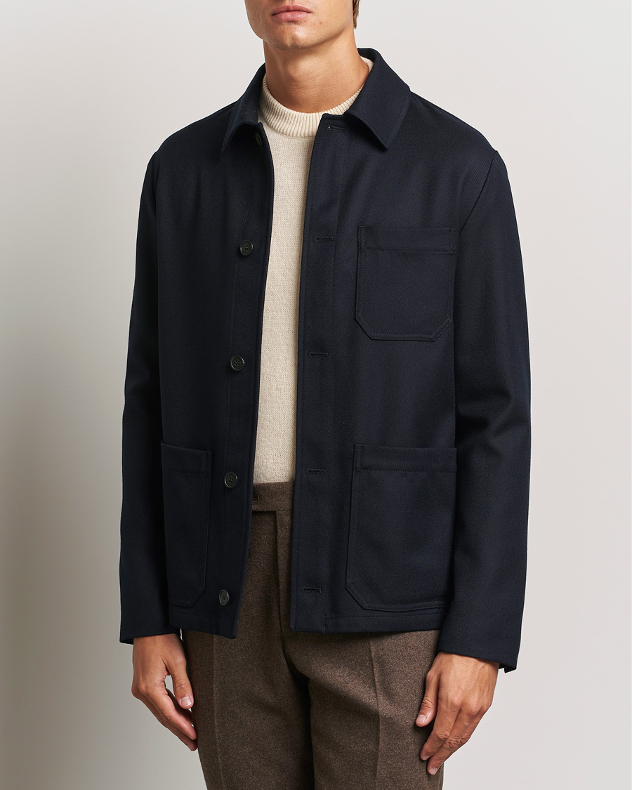 Herre | Formelle jakker | Incotex | Wool Cover Shirt Jacket Navy