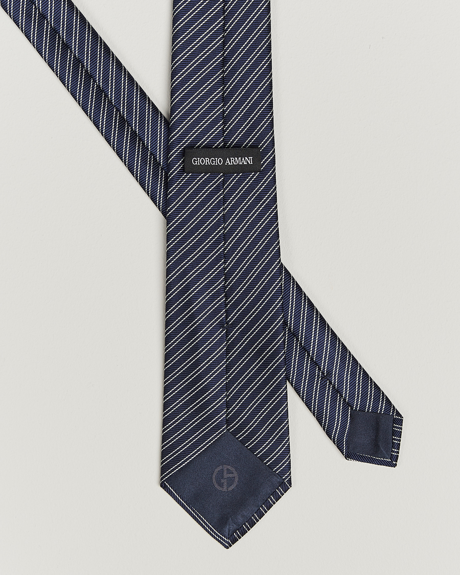 Herre |  | Giorgio Armani | Striped Silk Tie Navy