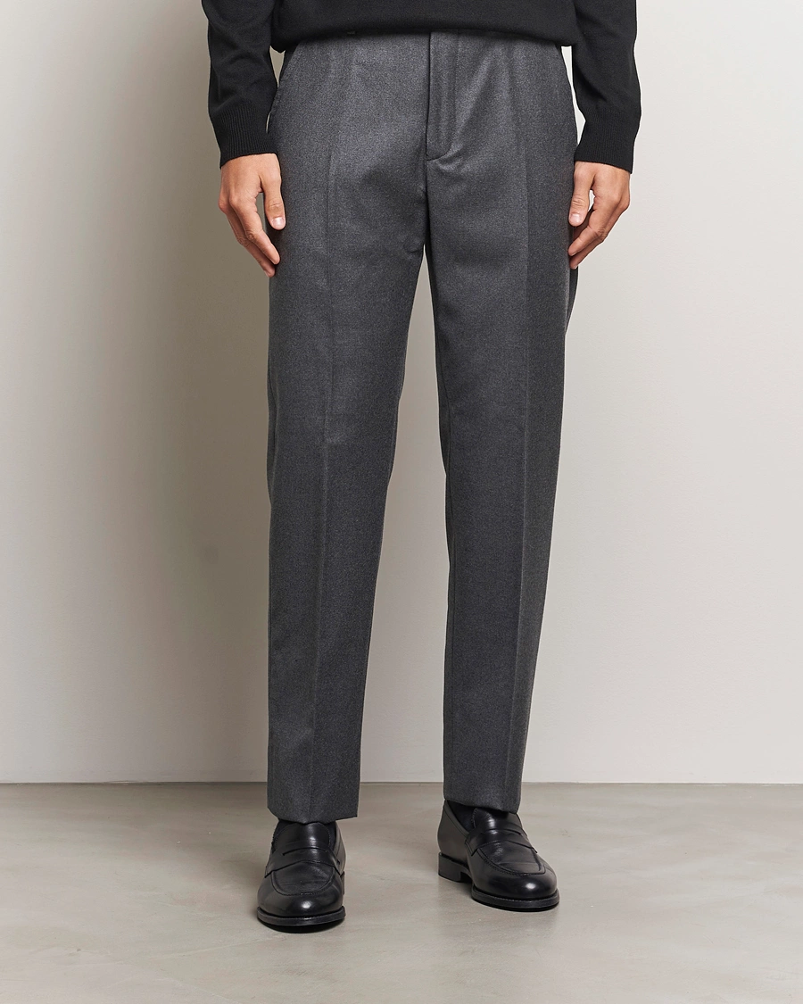 Herre |  | Incotex | Regular Fit Flannel Trousers Grey