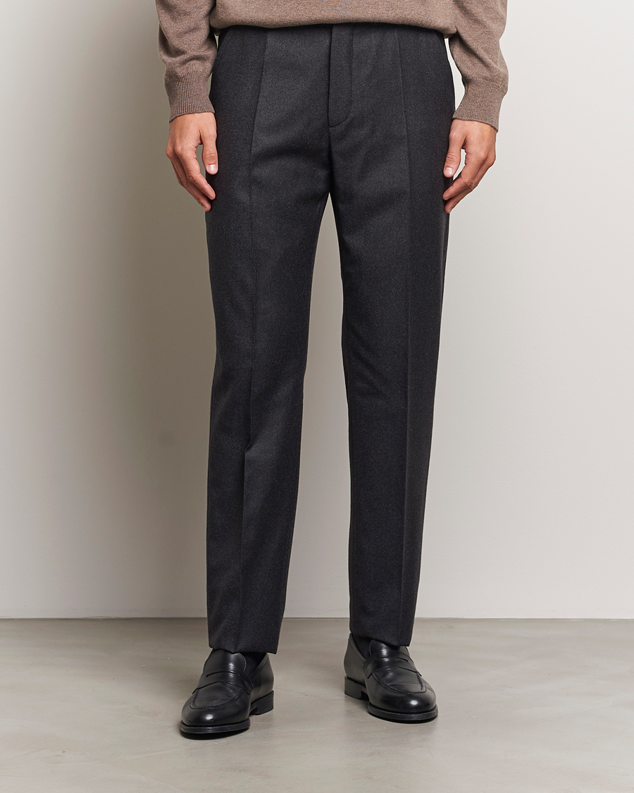 Herre |  | Incotex | Regular Fit Flannel Trousers Charcoal