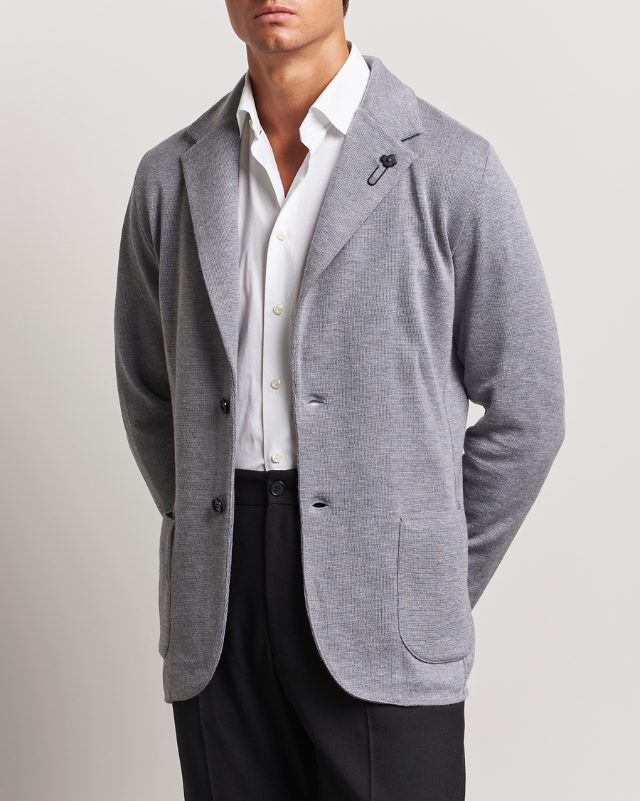 Herre | Tøj | Lardini | Knitted Wool Blazer Grey