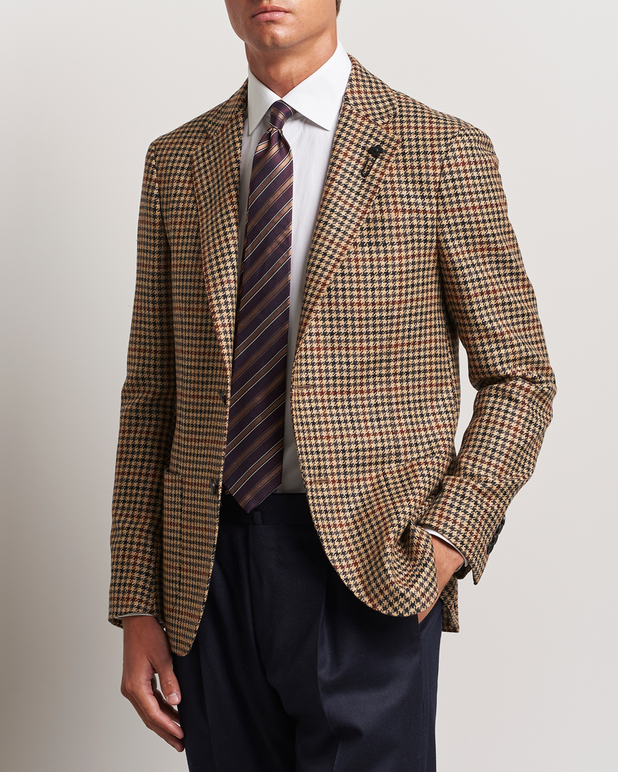 Herre |  | Lardini | Checked Wool/Cashmere Blazer Beige/Brown