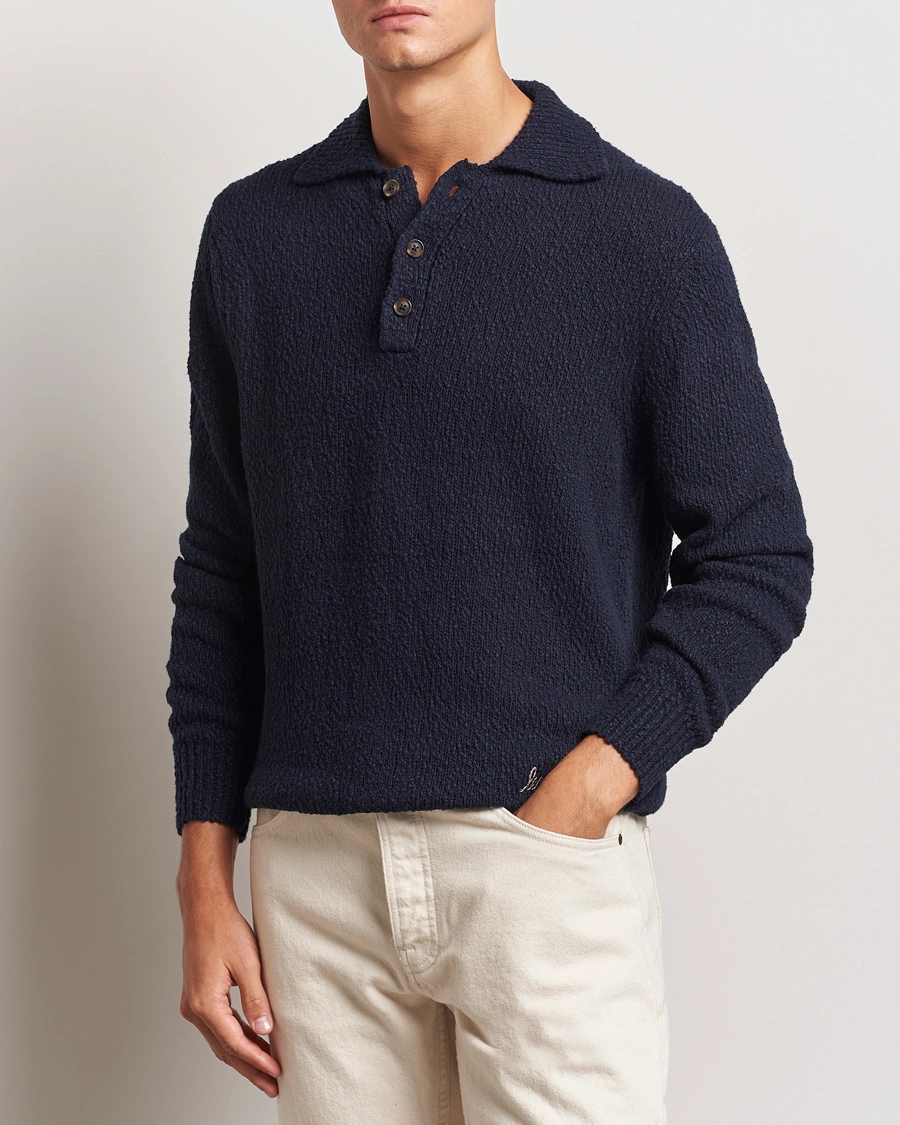 Herre |  | LES DEUX | Errol Cotton Rugby Knit Dark Navy