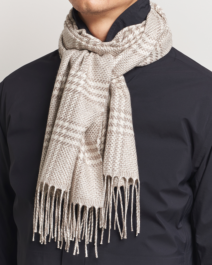 Herre |  | Piacenza Cashmere | Cashmere/Silk Houndstooth Scarf Light Beige