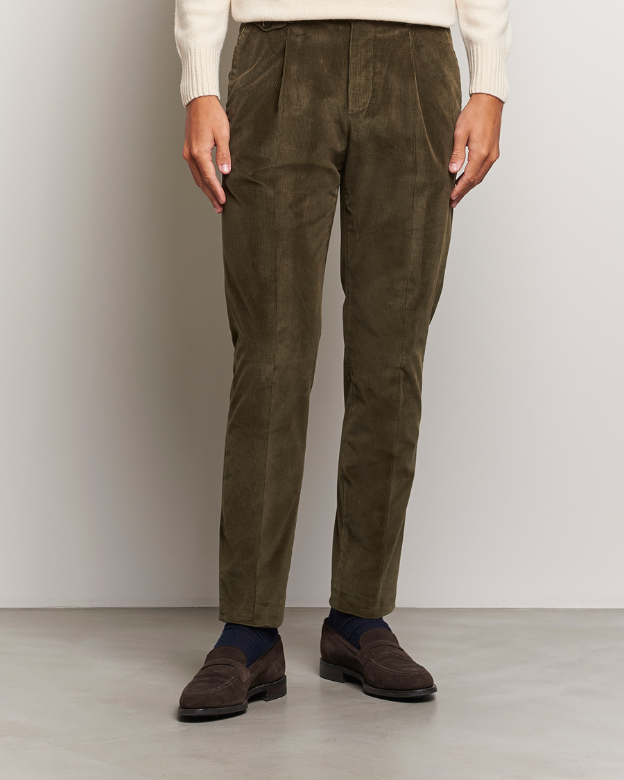 Herre | Nye produktbilleder | PT01 | Slim Fit Corduroy Trousers Dark Green